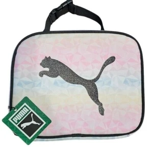 Puma Logo Lunch Bag Box Hot Cold Insulated 9x7" Pink Blue Yellow - Picture 1 of 7