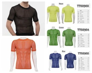 Devil Fashion Daily Punk Style Mesh Short Sleeve T-shirt Men's Tank Casual Tops - Picture 1 of 50