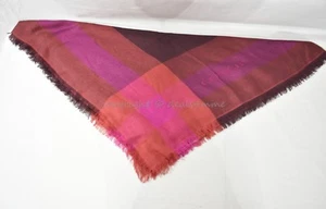 NWT! Coach F54253 Lightweight Woven Windowpane Challis Scarf in Plum. 44" x 44" - Picture 1 of 12