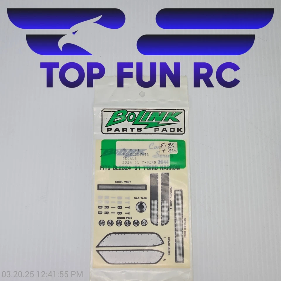 Bolink BL2644 Fine Detail Decals 2324 91' T-Bird N Scale - Image 1 of 1