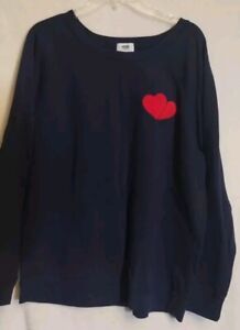 Women's Old Navy, Navy Blue Red Heart  Sweatshirt Size XL