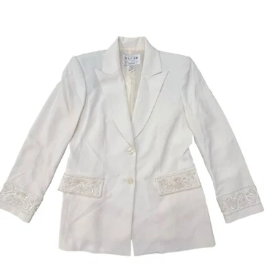 Oscar De La Renta Ivory Beaded Embroidered Jacket Blazer 6 Petite Wedding Formal - Image 1 of 4