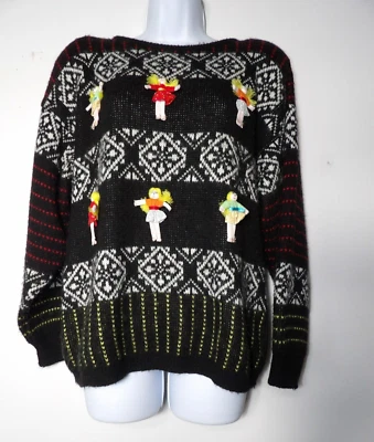 Suéter Western Connection Muñecas Medianas 3D Años 80 Tejido Arte para Usar Funky Raro Foto 1 de 4
