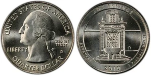 2010-D America The Beautiful 25c / Hot Springs AR / Uncirculated Quarter / GEM - Bild 1 von 3
