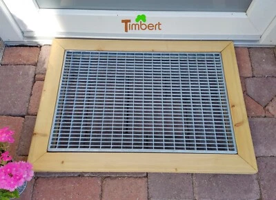 FUẞABSTREIFER aus HOLZ & METALL Außen Gitterrost Türmatte Fussabtreter Fussmatte - Bild 1 von 4