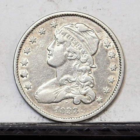 1833 Bust Quarter - XF/AU Details (#42976) Cover