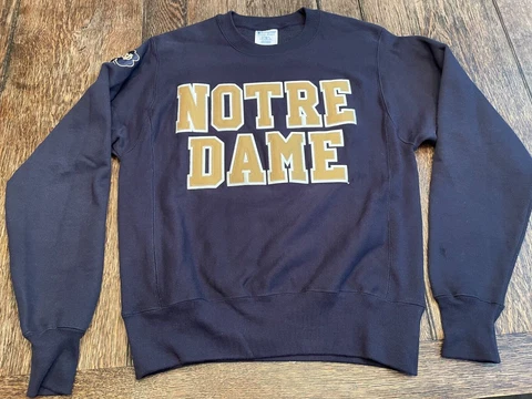 NOTRE DAME Fighting Irish men's S small REVERSE WEAVE blue CHAMPION Sweatshirt Cover