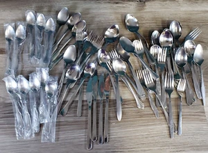 Lot of 63 Mixed Patterns Flatware FORKS SPOONS KNIVES ONEIDA IKEA OXFORD HALL... - Picture 1 of 14