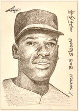 2012 Leaf Best Of Baseball Hand Drawn Sketch Card Bob Gibson Auto 1/1 One Of One