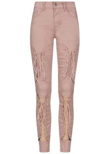 Pantalones vaqueros de mujer 77 Lifestyle recortados con cordones ajustados rosa denim N19037025 - Imagen 1 de 3