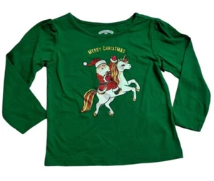 Holiday Time LS Graphic Tee Christmas Long Sleeves Top Green Size 4T - Picture 1 of 5