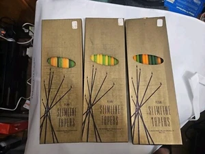 Three V MCM Candles Penn Slim Line Tapers #12 Christmas Green 15 in Wax Work USA - Picture 1 of 4