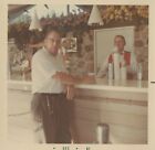 1960's Found Photo - Vintage Photo Man Enjoys Beer While Bartender Smiles At Him