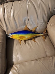 Hand Blown Art Glass YELLOW FIN TUNA. Solid Glass.  STUNNING!  18" - Picture 1 of 11