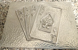 VTG Playing Cards Holder Hammered Aluminum Covered Wood Double Deck Box - Picture 1 of 9
