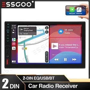 Double 2 Din 7" Car Stereo Touch Screen Car Radio Apple CarPlay Android Auto USB - Picture 1 of 15