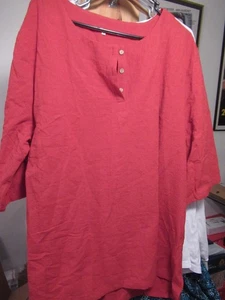 Minibee Top Size 2XL Red Linen Cotton Top Blouse Short Sleeves Amazon NWT - Picture 1 of 3