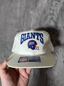 VINTAGE New York Giants Hat Cap Snap Back NFL Football White Blue New Era 90s - Picture 1 of 8