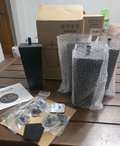 Black SOLID Wood 3x6 inch Furniture Legs Set of 4 Replacement w/Installation Kit - Picture 1 of 6