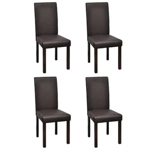 Set of 4 Brown Faux Leather Dining Chairs in Scandinavian Style vidaXL - Picture 1 of 12