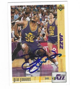 Autographed Signed BLUE EDWARDS UTAH JAZZ 1991-92 Upper Deck card #199 w/COA - Picture 1 of 1