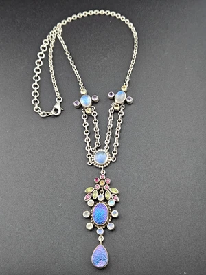 Nicky Butler "COLLAR LÁGRIMA RACIMO FLORAL PIEDRA LUNAR/PIEDRAS PRECIOSAS" Foto 1 de 4