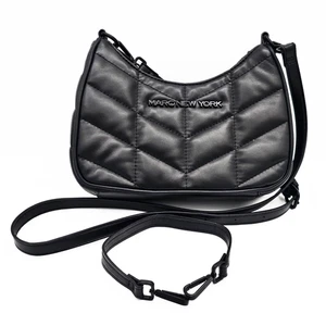 Marc New York Quilted Black Mini Crossbody Bag – Compact Chevron Zipper Purse - Picture 1 of 9