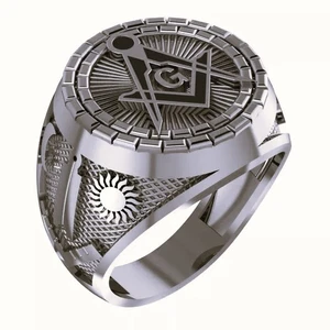 Masonic Ring Free Mason Ring Oxidize Masonic Symbol Band Masonic 925 Silver ring - Picture 1 of 3
