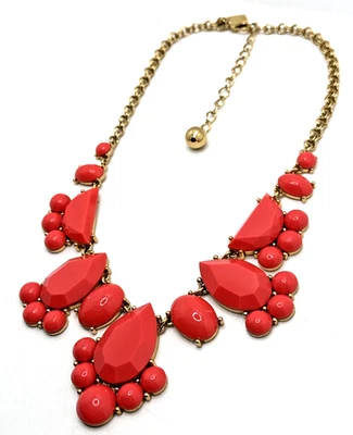 全新无标签 Kate Spade Day Tripper 围兜项链 珊瑚和金色声明 17 英寸 - 20 — 第 1/4 张图片