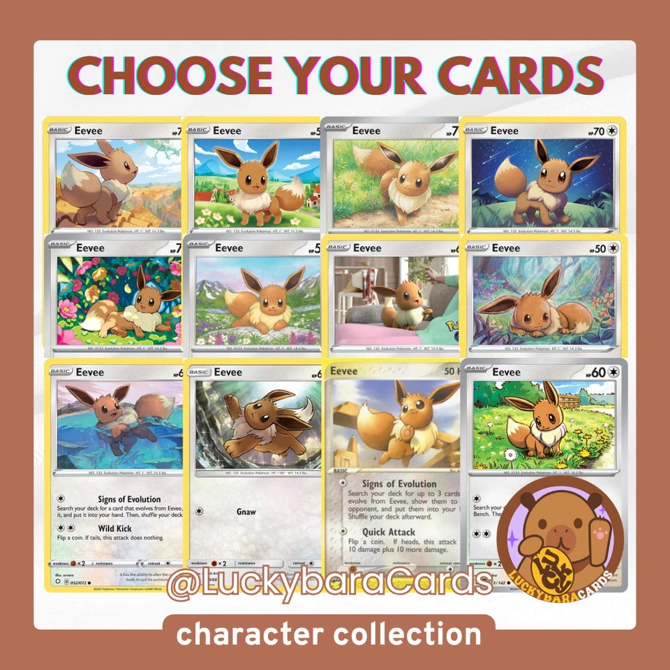 Character Collection | Eevee Non-holo Reverse Holo Pokémon Cards - Image 1 of 1