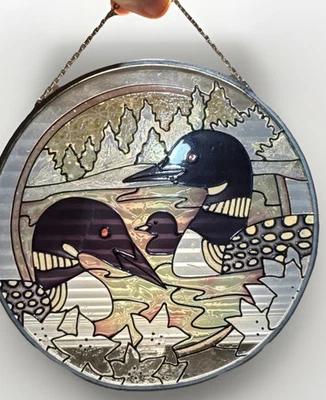 Joan Baker Designs Pintado a Mano Atrapasol Loon Bird Vidrieras Ventana Colgante Foto 1 de 4