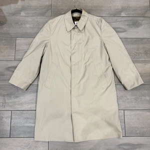 Vintage London Fog Trenchcoat Herren 42 Reg Over Jacke Zip Out Futter Khaki Hellbraun - Bild 1 von 13