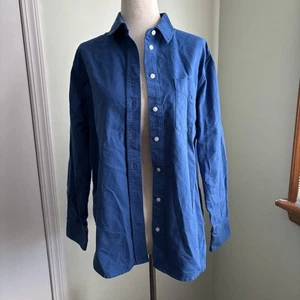 Camicia Everlane blu cobalto casual con bottoni cotone biologico taglia 4 - Foto 1 di 6