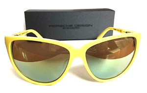 New Porsche Design P 8588 C Oversized Yellow Green Mirrored Women's Sunglasses