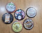 Lot of 6- 12" Bottle Cap Metal Sign Anime HD Busch Beer Pool Hall  Wall Decor 