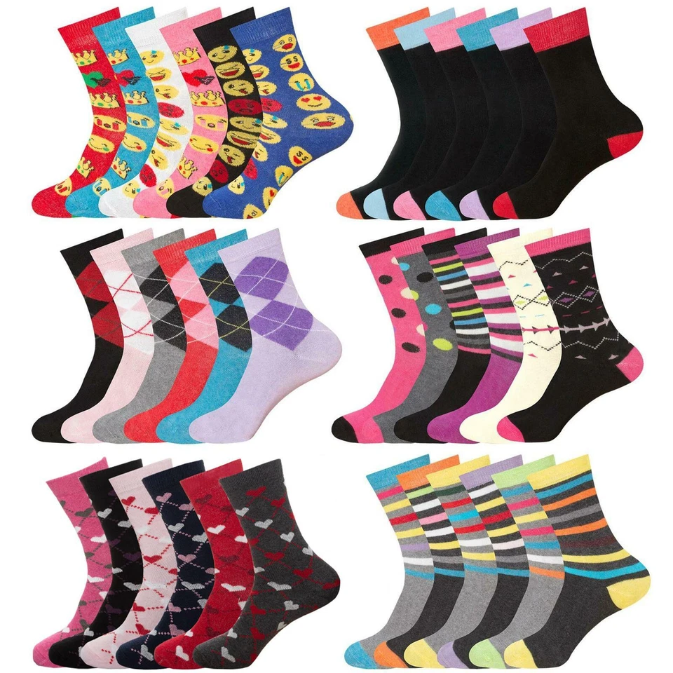 Damensocken Cotton Rich Damen Knöchel Design Sportsocken 6 Paar Erwachsene UK 4-7