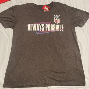 New w tags USA Soccer World Cup Grey "Always Possible" T-Shirt Man many sizes - Picture 1 of 3