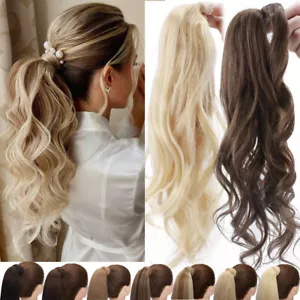 100% Human Hair Ponytail Extensions Pony Tail Remy Wrap Around Claw Clip in US - Picture 1 of 92