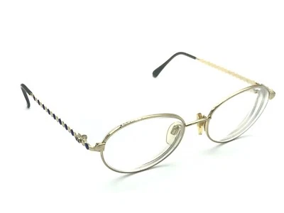 Valentino V417 1112女式金色蓝色圆形眼镜框51-17 130意大利 — 第 1/4 张图片