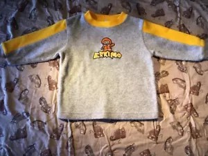 Vintage Gymboree 2000 polar fleece top sweatshirt gray Eskimo 24 months EUC - Picture 1 of 2