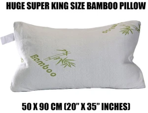 SUPER KING Bamboo Shredded Memory Foam Cool Cuddle Bed Pillow Large OL12 - Picture 1 of 7