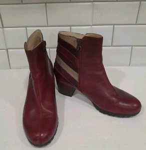 Jambu Red, Maroon & Gold Amal Leather Ankle Boot Women’s Size 10M Retro - Picture 1 of 8