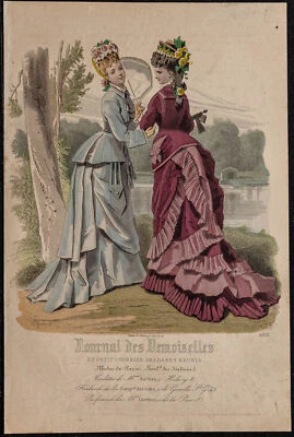 1875 - Gravur Mode IN Farbig und Kostüme - Journal des Demoiselles - Kleid - Bild 1 von 3