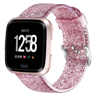 Correa de reloj de goma brillante transparente StrapsCo para Fitbit Versa / 2 / Versa Lite Foto 1 de 2