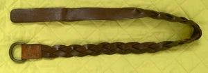Cinturón de cuero tejido marrón 42,5” con hebilla de metal anillo en D - para calidad genuina 1948 - Imagen 1 de 5