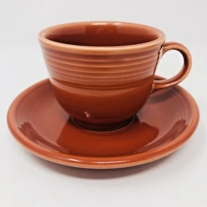 Fiesta Fiestaware Coffee Tea Cup and 6" Saucer Set in PERSIMMON Rust Autumn Fall - Picture 1 of 14