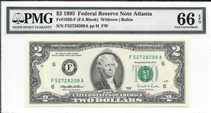1995 Atlanta  $2 FRN (FA Block) PMG 66 EPQ GEM UNCIRCULATED - Picture 1 of 24