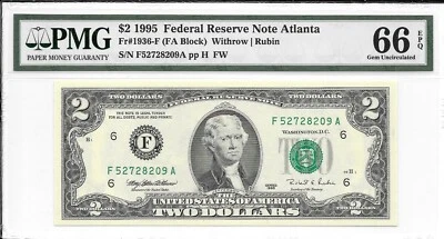 1995 Atlanta  $2 FRN (FA Block) PMG 66 EPQ GEM UNCIRCULATED - Image 1 of 4