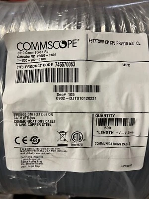 Катушка COMMSCOPE F677TSVV XP ЧЕРНАЯ RG6 CATV-18AWG медная сталь 500 футов - Изображение 1 из 2