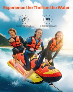 Towable Tubes for Boating 1-3 Riders Inflatable Boat Tubes and Towables 510lbs - Picture 1 of 12